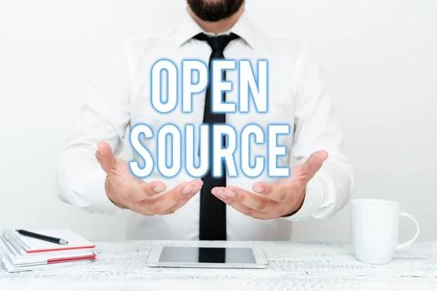 Writing displaying text Open Source. Concept meaning contains the source code 스톡 사진