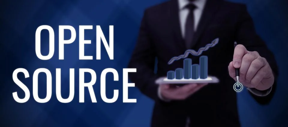 Writing displaying text Open Source. Word for contains the source code that can Stock Photos