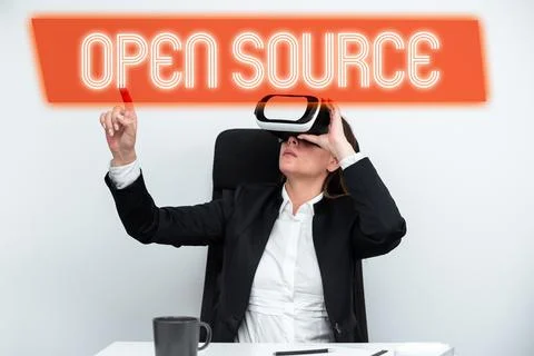 Writing displaying text Open Source. Word Written on contains the source code 库存照片