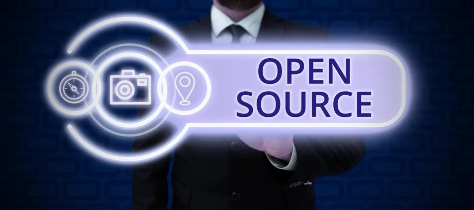 Writing displaying text Open Source. Conceptual photo denoting software which Foto stock