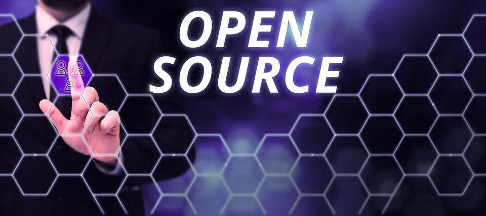 Writing displaying text Open Source. Word Written on denoting software which Stockfoto's