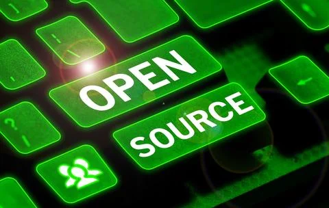 Writing displaying text Open Source. Business idea denoting software which Foto stock