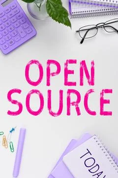 Writing displaying text Open Source. Business approach denoting software which Stockfoto's