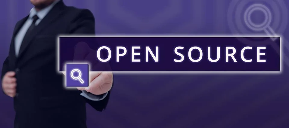 Writing displaying text Open Source. Internet Concept denoting software which 写真素材