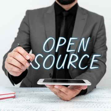 Writing displaying text Open Source. Conceptual photo denoting software which Foto stock