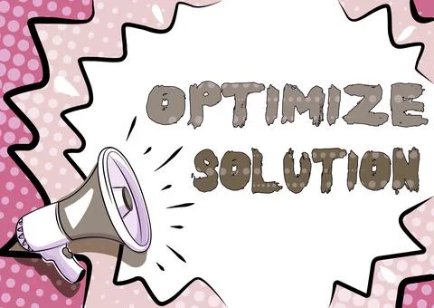 Writing displaying text Optimize Solution. Business idea process of finding the Illustrazione stock