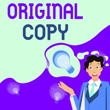 Writing displaying text Original Copy. Word for Main Script Unprinted Branded Illustrazione stock