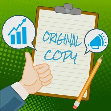 Writing displaying text Original Copy. Internet Concept Main Script Unprinted 스톡 일러스트