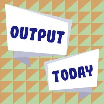 Writing displaying text Output. Word Written on the final result of something or Illustrazione stock