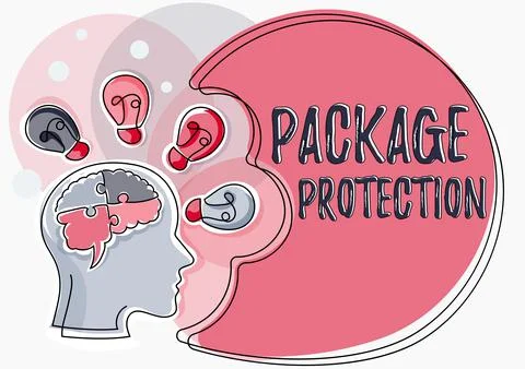 Writing displaying text Package ProtectionWrapping and Securing items to avoid Stock Illustration