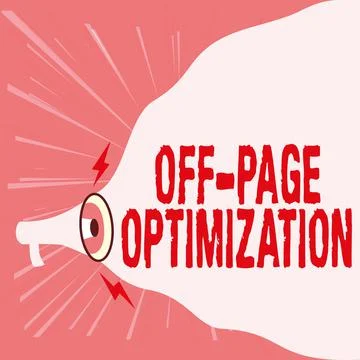 Writing displaying text Off Page Optimization. Word for Website External Process Stock Illustration
