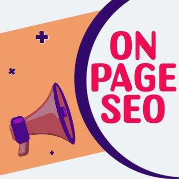Writing displaying text On Page Seo. Business overview allow users to provision Stock Illustration