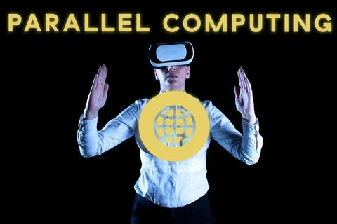 Writing displaying text Parallel Computing. Business showcase simultaneous Fotos Stock