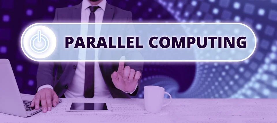 Writing displaying text Parallel Computing. Business showcase simultaneous 库存照片