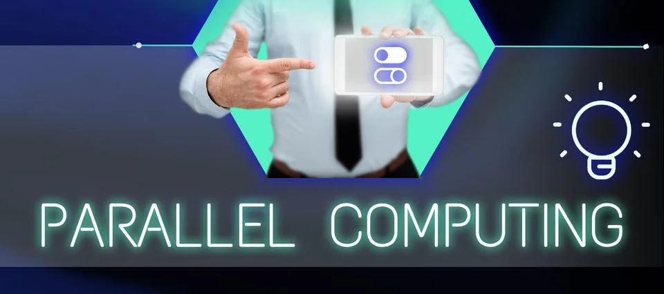 Writing displaying text Parallel Computing. Concept meaning simultaneous Stock-Fotos
