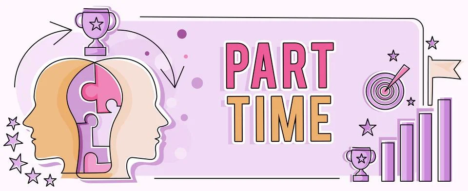 Writing displaying text Part Time. Business showcase A work or job that is not 库存插图