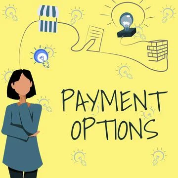 Writing displaying text Payment Options. Word for The way of chosen to Stock Illustration