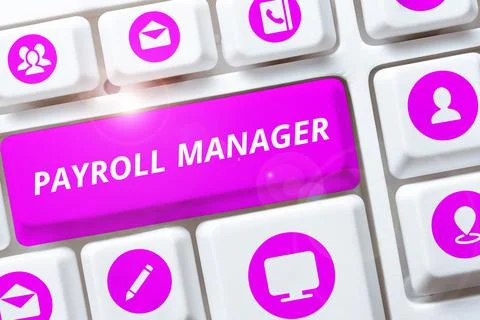 Writing displaying text Payroll Manager. Conceptual photo Maintains payroll Stock Photos
