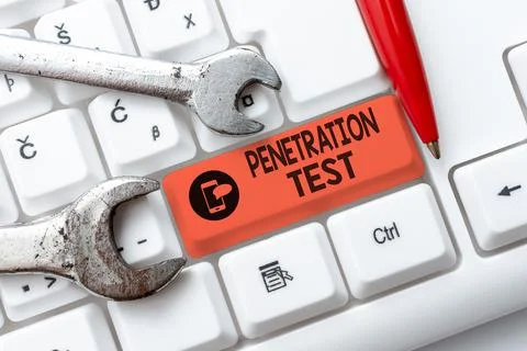 Writing displaying text Penetration Test. Concept meaning authorized simulated Foto stock