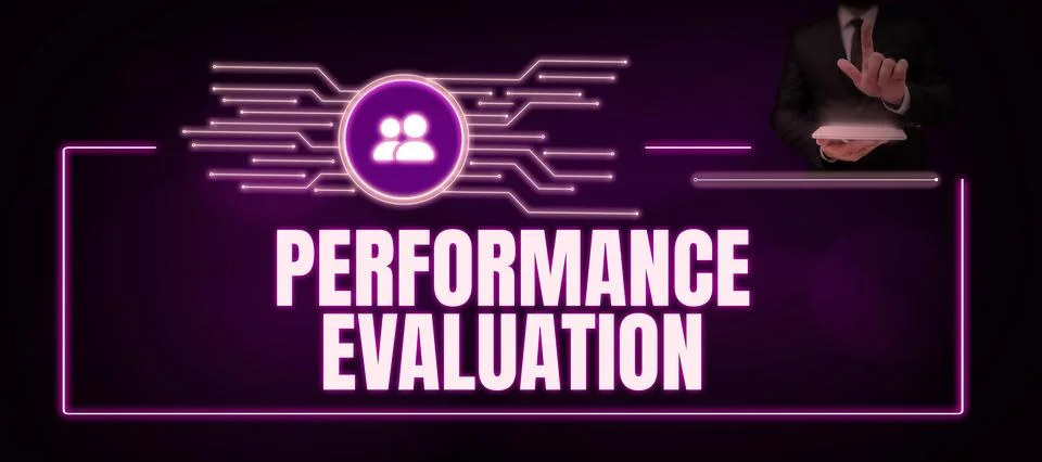 Writing displaying text Performance Evaluation. Word for the development and Stock Photos