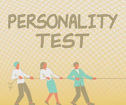 Writing displaying text Personality Test. Word for the process for making Stock Illustration