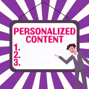 Writing displaying text Personalized Content. Internet Concept seeks to tailor a Stock Illustration