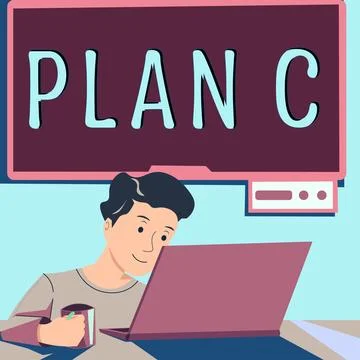 Writing displaying text Plan C. Concept meaning ones last Backup strategy Illustrazione stock