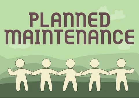 Writing displaying text Planned Maintenance. Business idea reventive maintenance Stock Illustration