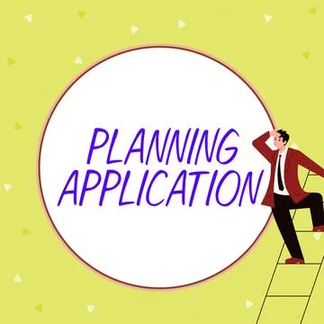 Writing displaying text Planning Application. Business showcase request to a Illustrazione stock