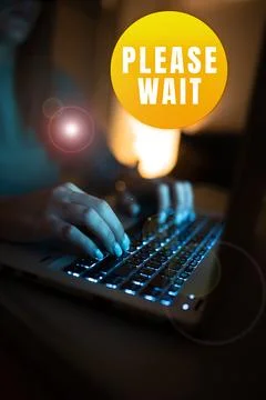Writing displaying text Please Wait. Business showcase to pause any implemented Stock Photos