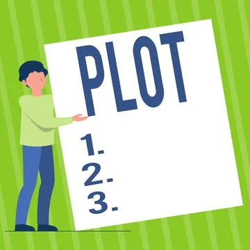 Writing displaying text Plot. Word for sequence of events inside a story where Stock Illustration