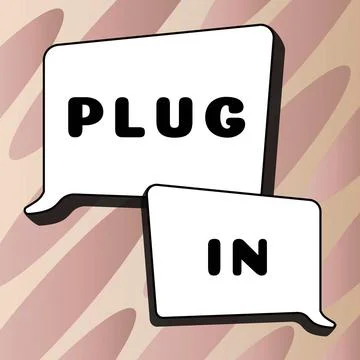 Writing displaying text Plug In. Conceptual photo putting device into Stock Illustration