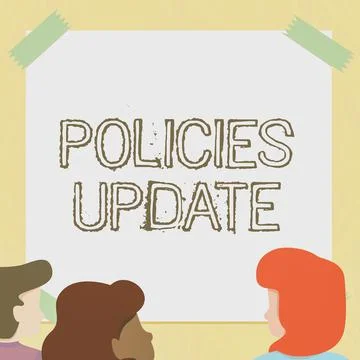 Writing displaying text Policies Update. Business showcase act of adding new Illustration