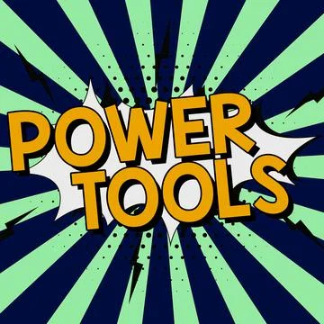 Writing displaying text Power Tools. Word Written on tools powered by an Ilustração Stock