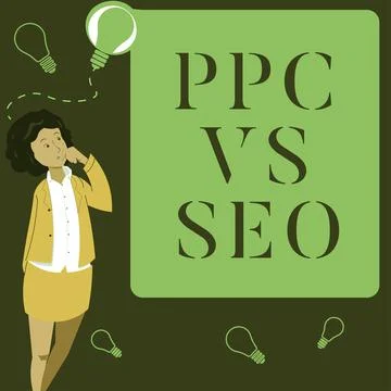 Writing displaying text Ppc Vs Seo. Word Written on Pay per click against Search Stock Illustration