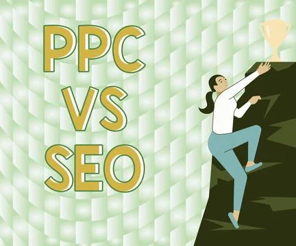 Writing displaying text Ppc Vs Seo. Word Written on Pay per click against Search Stock Illustration
