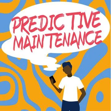 Writing displaying text Predictive Maintenance. Business showcase Predict when Stock Illustration