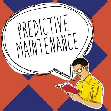 Writing displaying text Predictive Maintenance. Business idea Predict when Stock Illustration