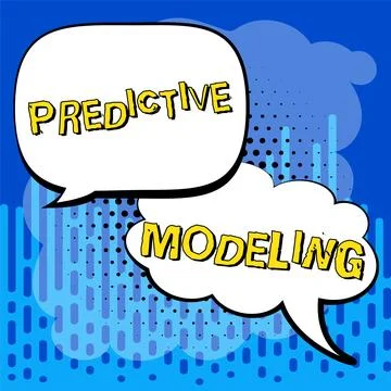 Writing displaying text Predictive Modeling. Word for maintenance strategy Stock Illustration