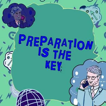Writing displaying text Preparation Is The Key. Business overview action of Stock Illustration