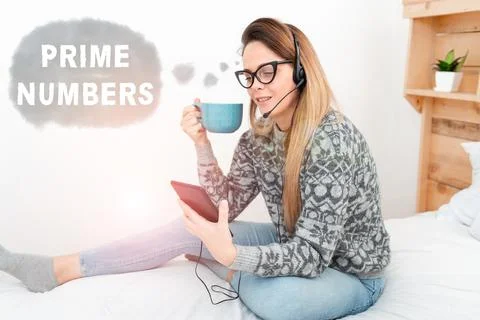 Writing displaying text Prime Numbers. Concept meaning a positive integer Foto stock