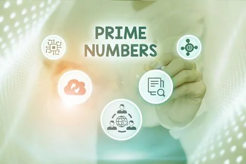Writing displaying text Prime Numbers. Word Written on a positive integer Stock Photos