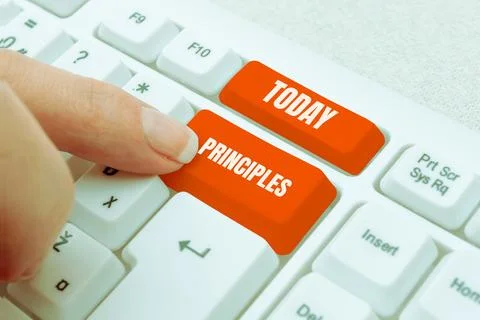 Writing displaying text Principles. Concept meaning fundamental truth that Stock Photos