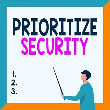 Writing displaying text Prioritize Security. Business approach designate Ilustración de archivo