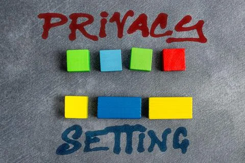 Writing displaying text Privacy Setting. Word for limit the access of profile 스톡 사진