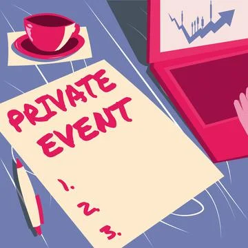 Writing displaying text Private Event. Business showcase Exclusive Reservations Stock Illustration