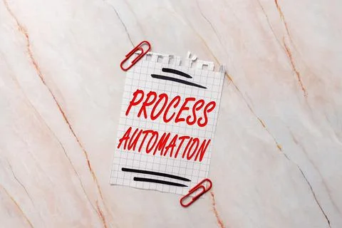 Writing displaying text Process Automation. Business overview the use of Foto stock