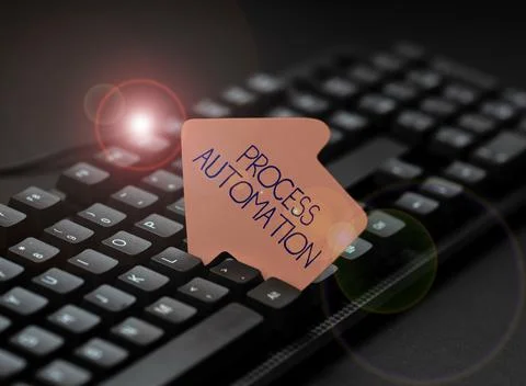 Writing displaying text Process Automation. Business overview the use of Foto stock