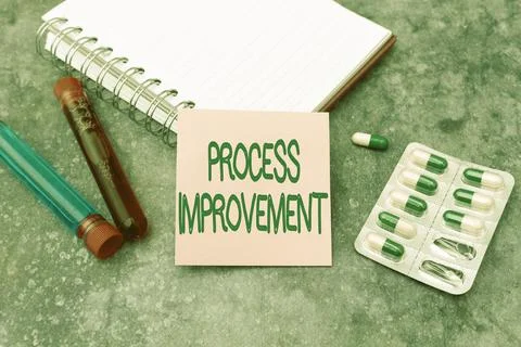 Writing displaying text Process Improvement. Business overview Optimization Meet Foto stock