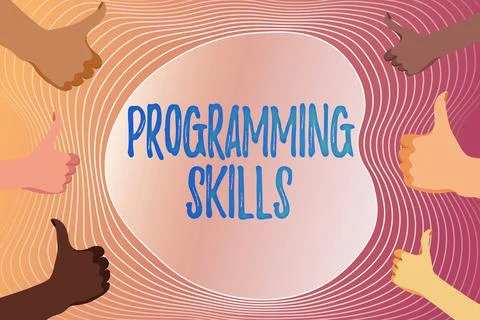 Writing displaying text Programming Skills. Business showcase skills vital to 스톡 일러스트